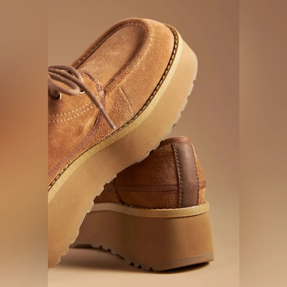 NWOB UGG Cityfunc Water Resistant Platform Derby Shoes Chestnut Sz 8